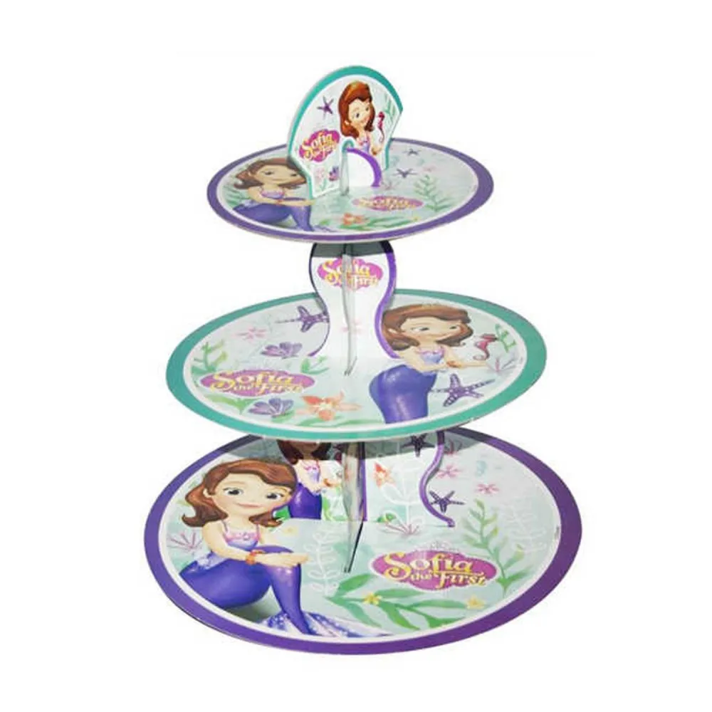 3 Katlı Karton Cupcake Standı Sofia The First Temalı Kek Standı