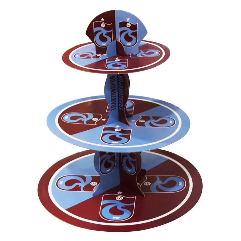 3 Katlı Karton Cupcake Standı Trabzonspor Temalı Kek Standı