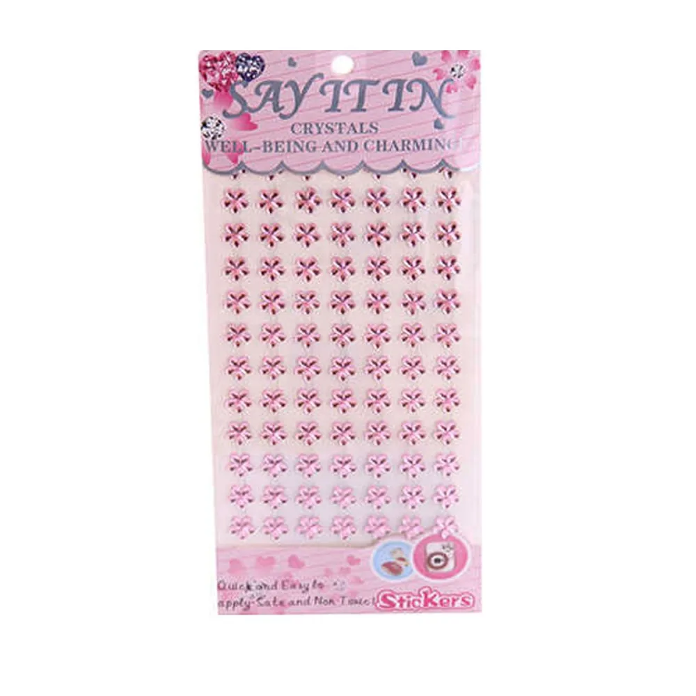 Çiçek Kristal Stıcker - 84 Adet Pembe