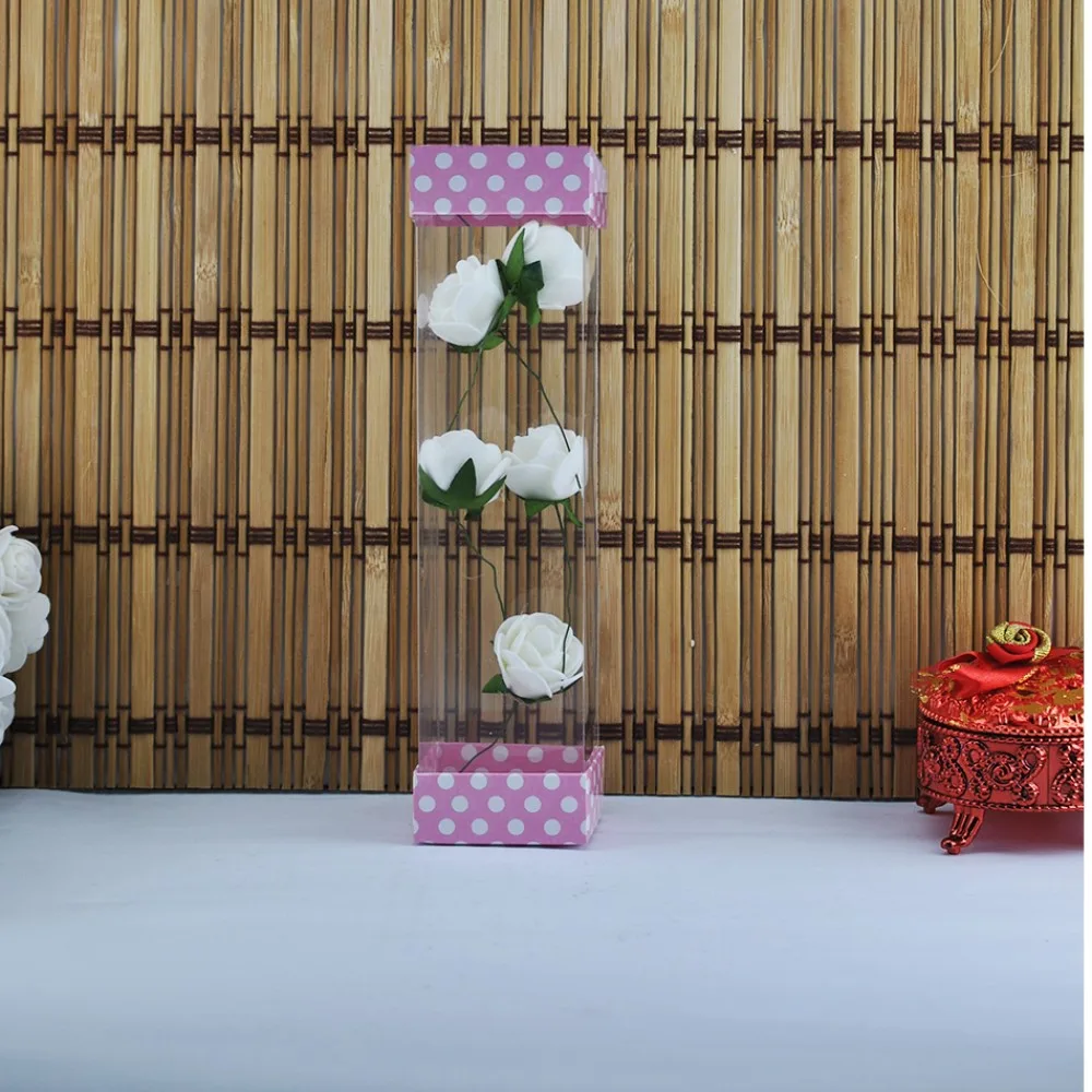 Çift Kartonlu Asetat Kutu 5X5X20 - 50 Adet Puantiyeli Pembe