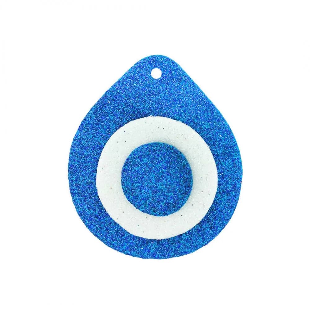 Evadan Nazar Boncuğu Simli 5.5 X 7 Cm - 25 Adet Mavi