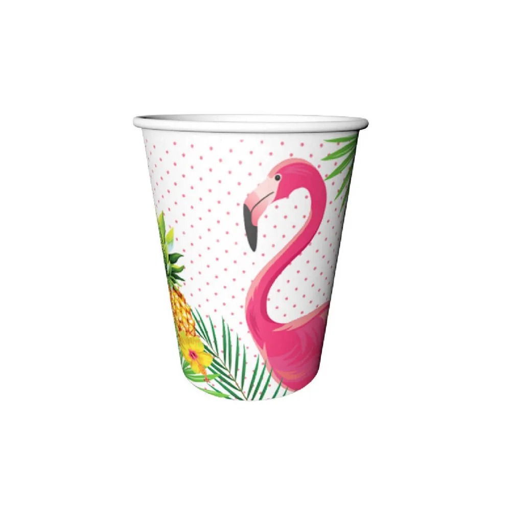Flamingo Temalı Karton Bardak 220/240CC - 8 Adet