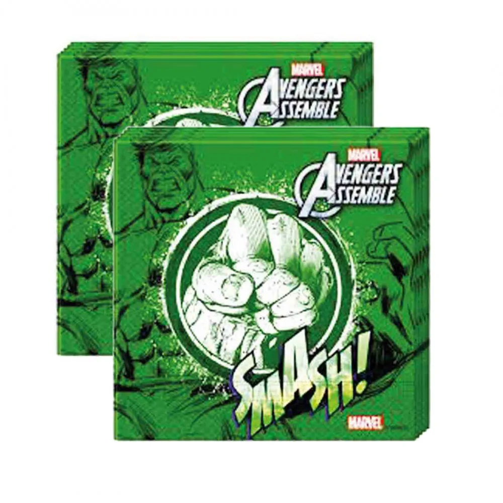 Hulk Temalı Kağıt Peçete 33X33 Cm - 20 Adet
