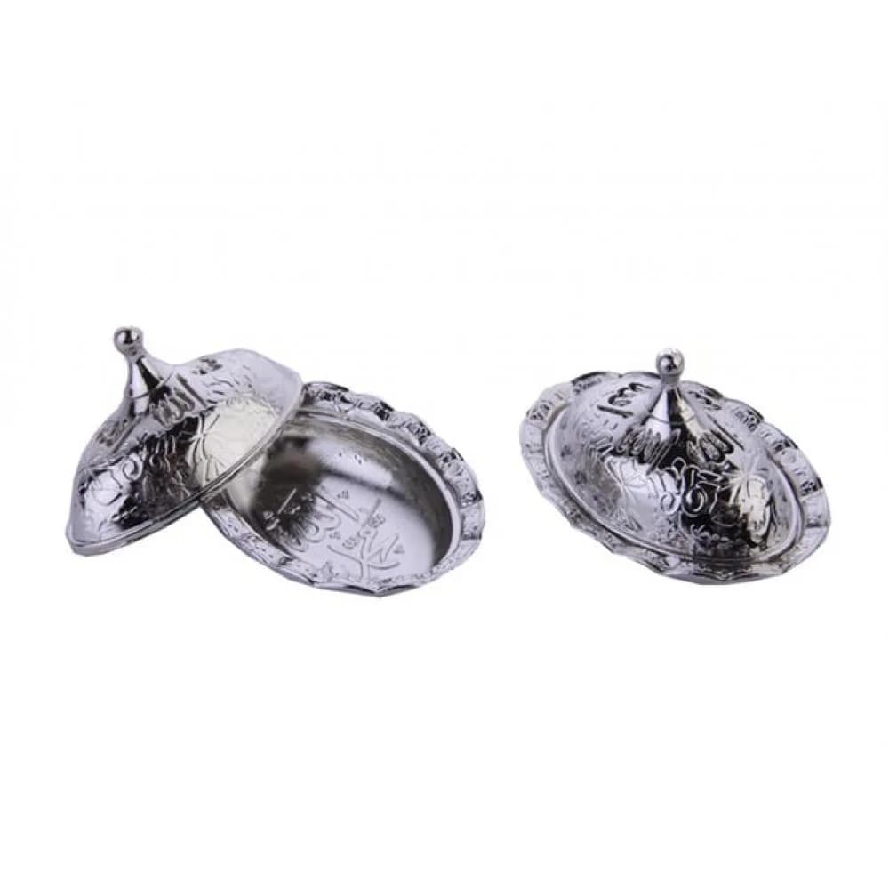 Lokumluk Oval Metal Kapağında Allah Lafzı - 10 Adet Gümüş