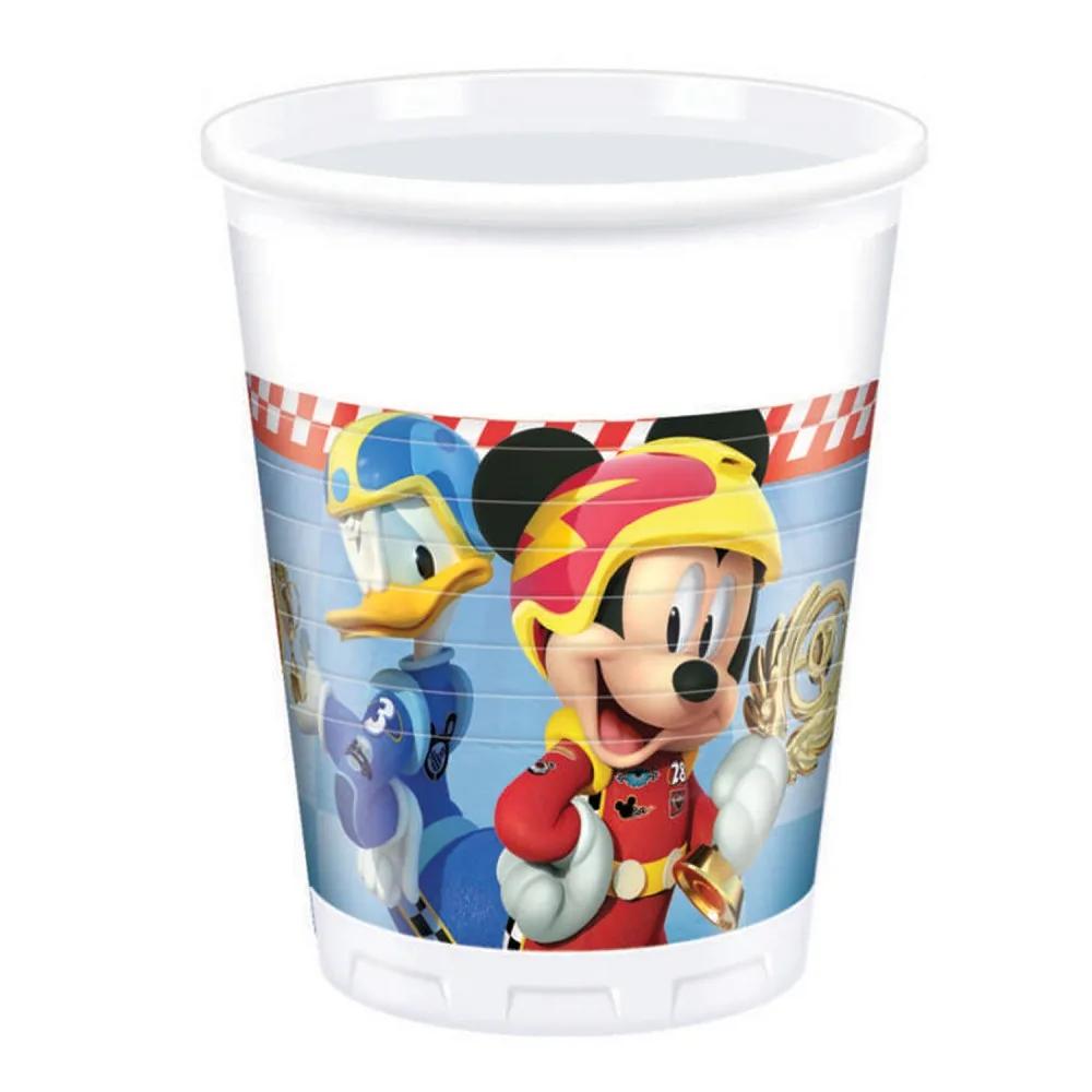 Mickey Mause Roadster Temalı Plastik Bardak - 8 Adet