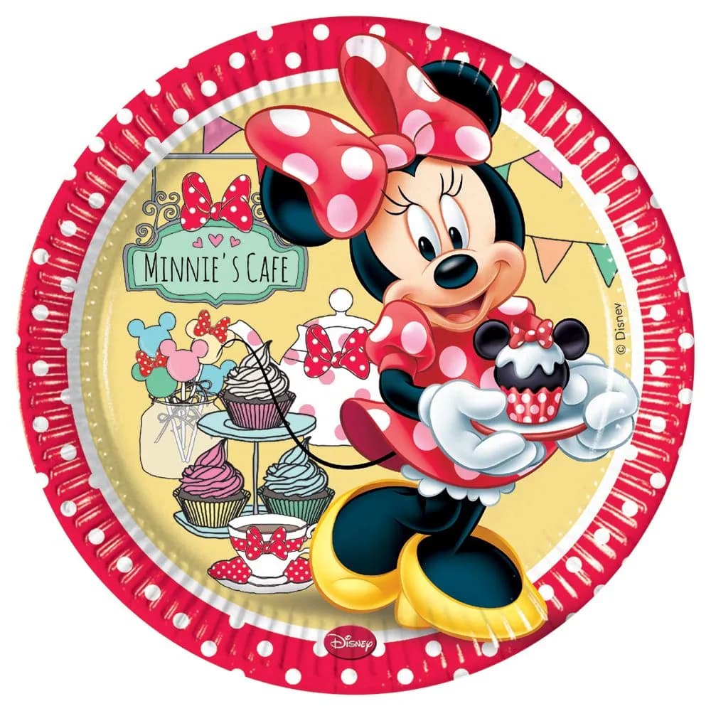 Minnie Mause Cafe Temalı Karton Tabak 23 Cm - 8 Adet