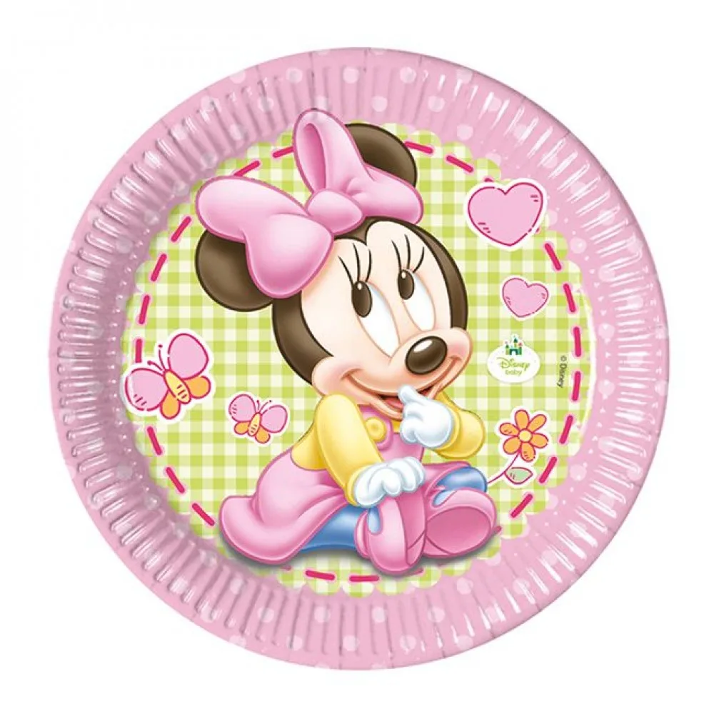 Minnie Mause Disney Baby Temalı Karton Tabak 23 Cm - 8 Adet