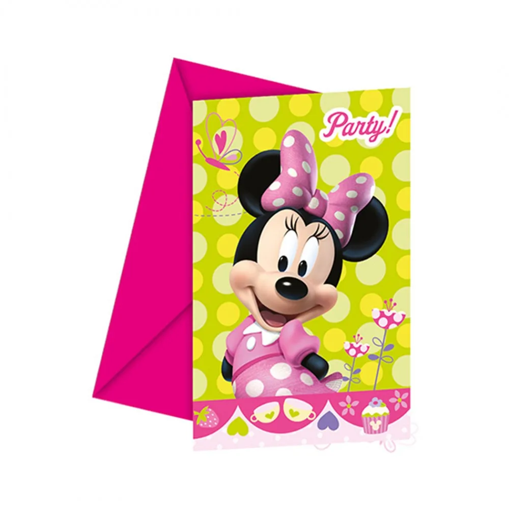 Minnie Mause Temalı Parti Davetiyesi - 6 Adet