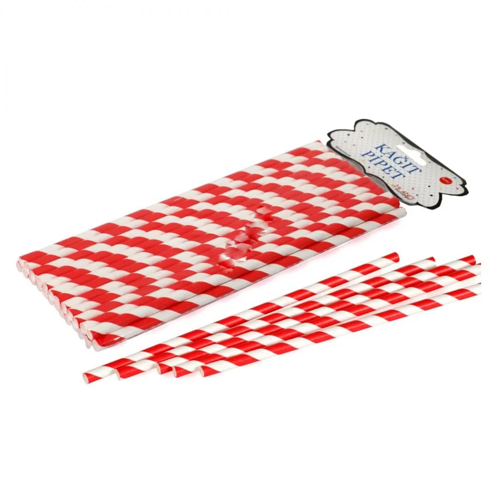 Pipet Kağıt Kırmızı-Beyaz Spiral Modeli - 25 Adet