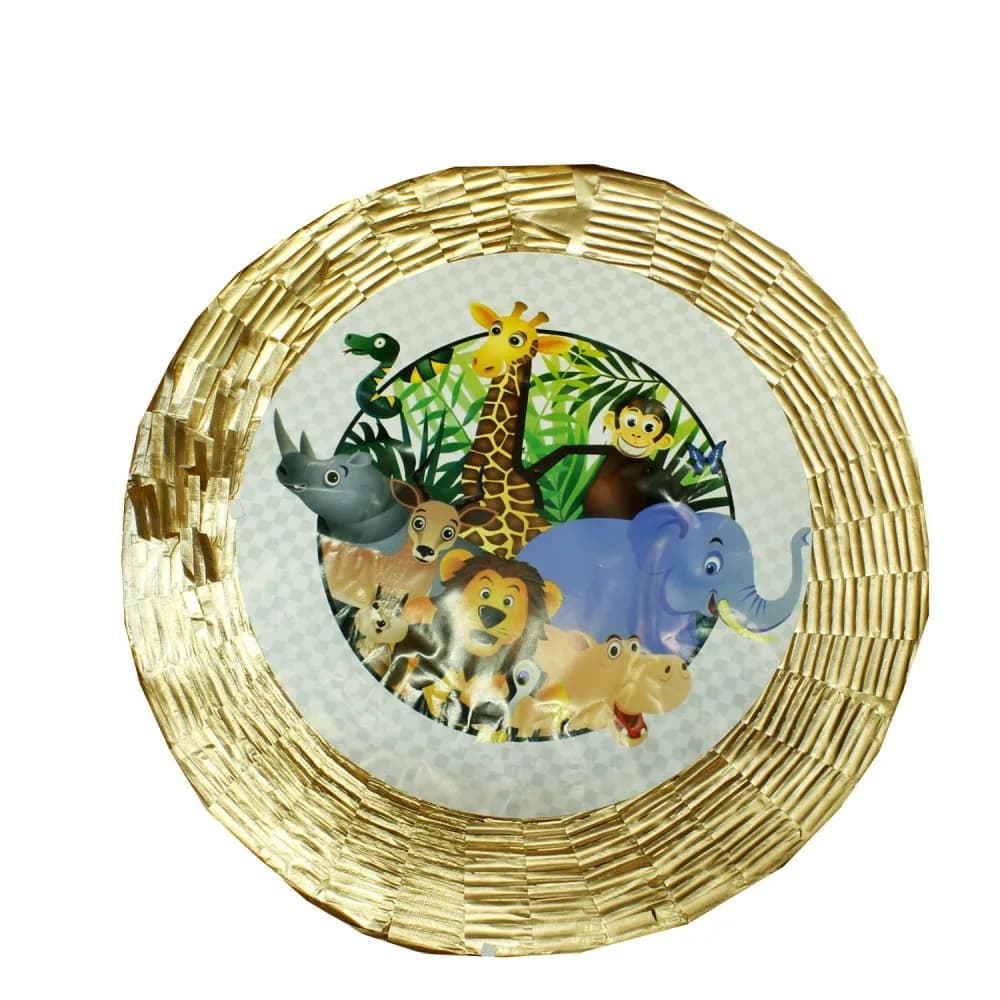 Safari Serisi Hayvanlar Temalı Metalize Pinyata + Sopası 45X10 CM