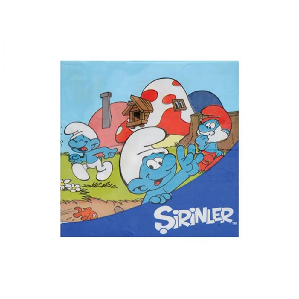 Şirinler Temalı Kağıt Peçete 33*33 Cm - 16 Adet