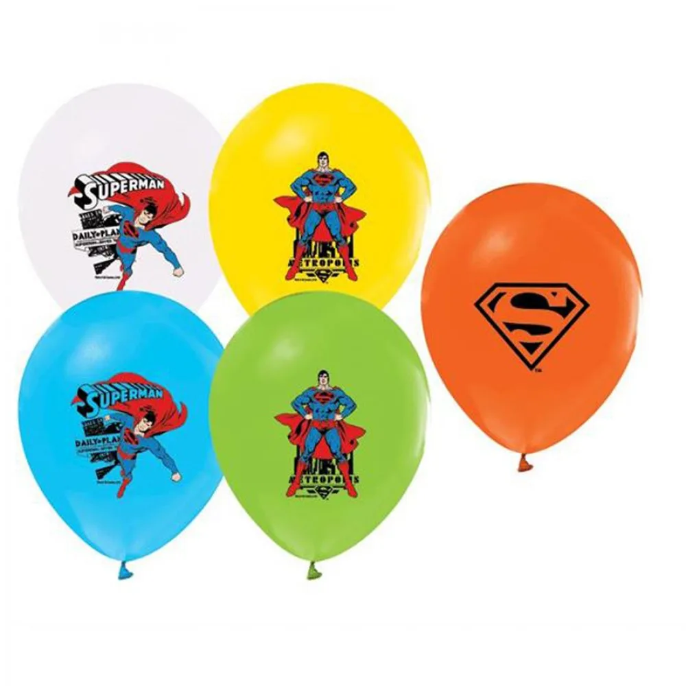 Superman Temalı Balon 4+1 Pastel Renk - 20 Adet