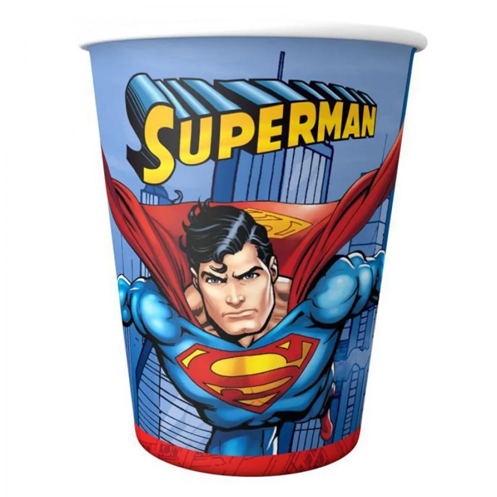 Superman Temalı Karton Bardak 180/200 Cc - 8 Adet