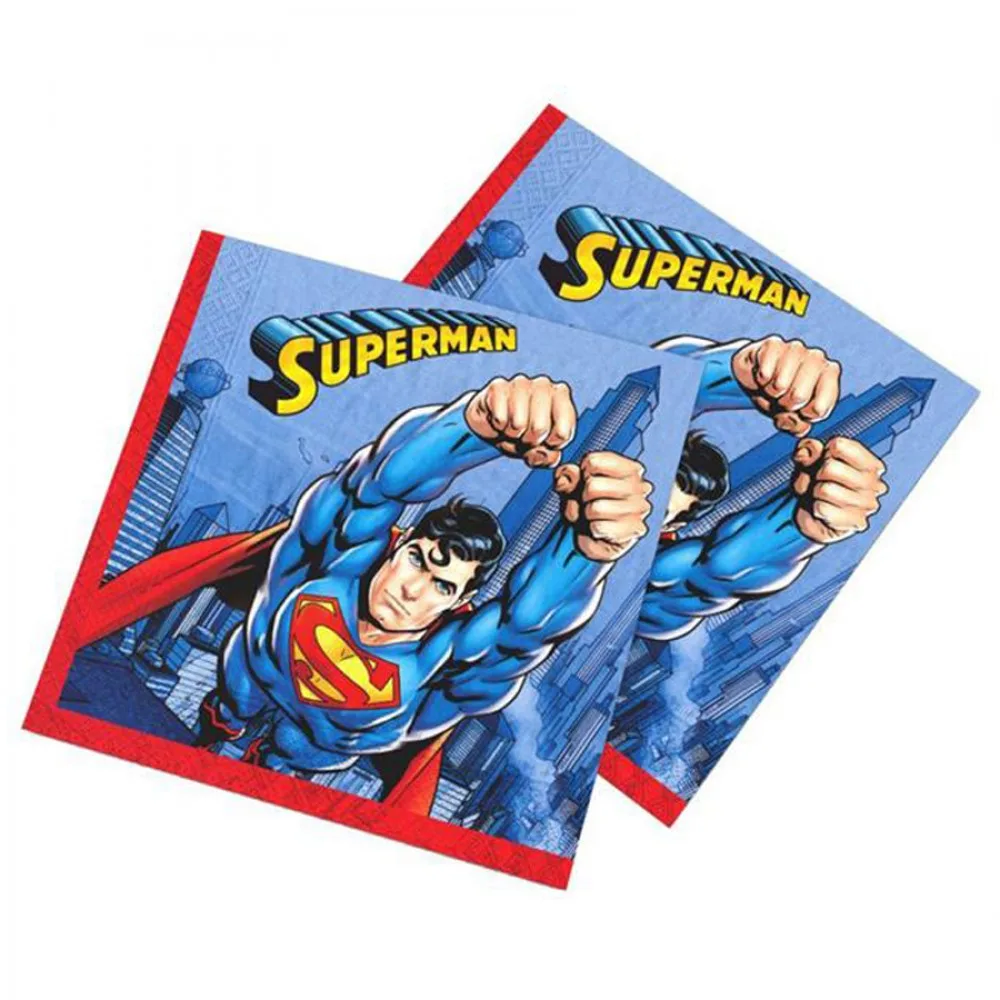 Superman Temalı Kağıt Peçete 33X33Cm - 16 Adet