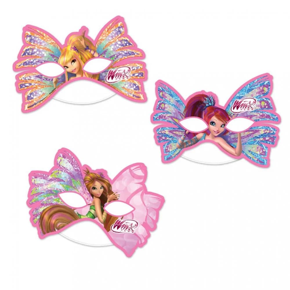 Winx Powermen Temalı Kağıt Maske - 6 Adet