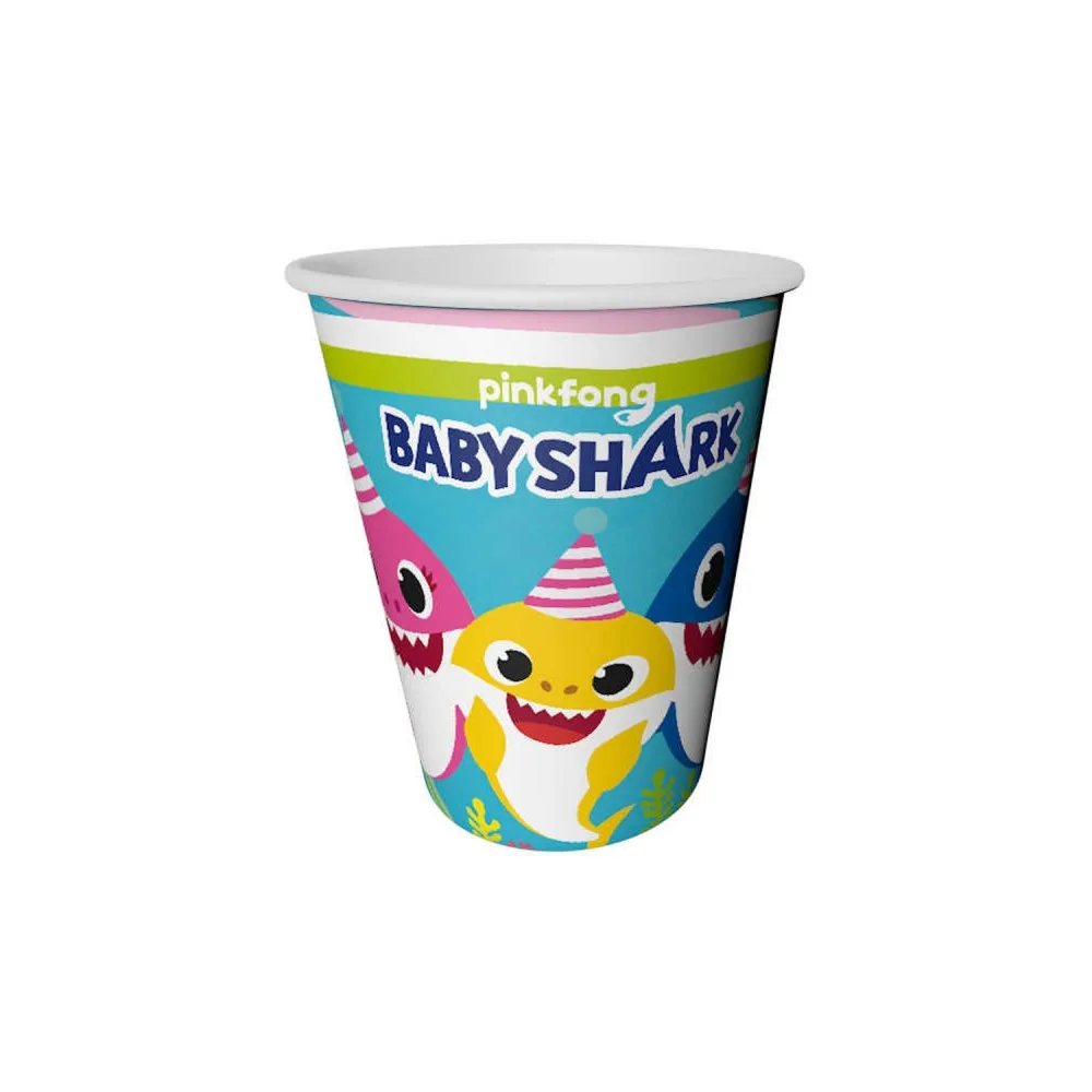 Baby Shark Temalı Karton Bardak 220/240CC - 8 Adet