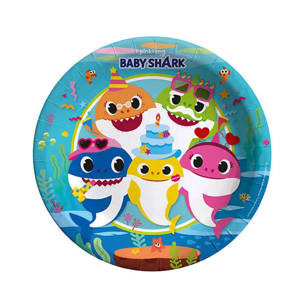 Baby Shark Temalı Karton Tabak 23 CM - 8 Adet