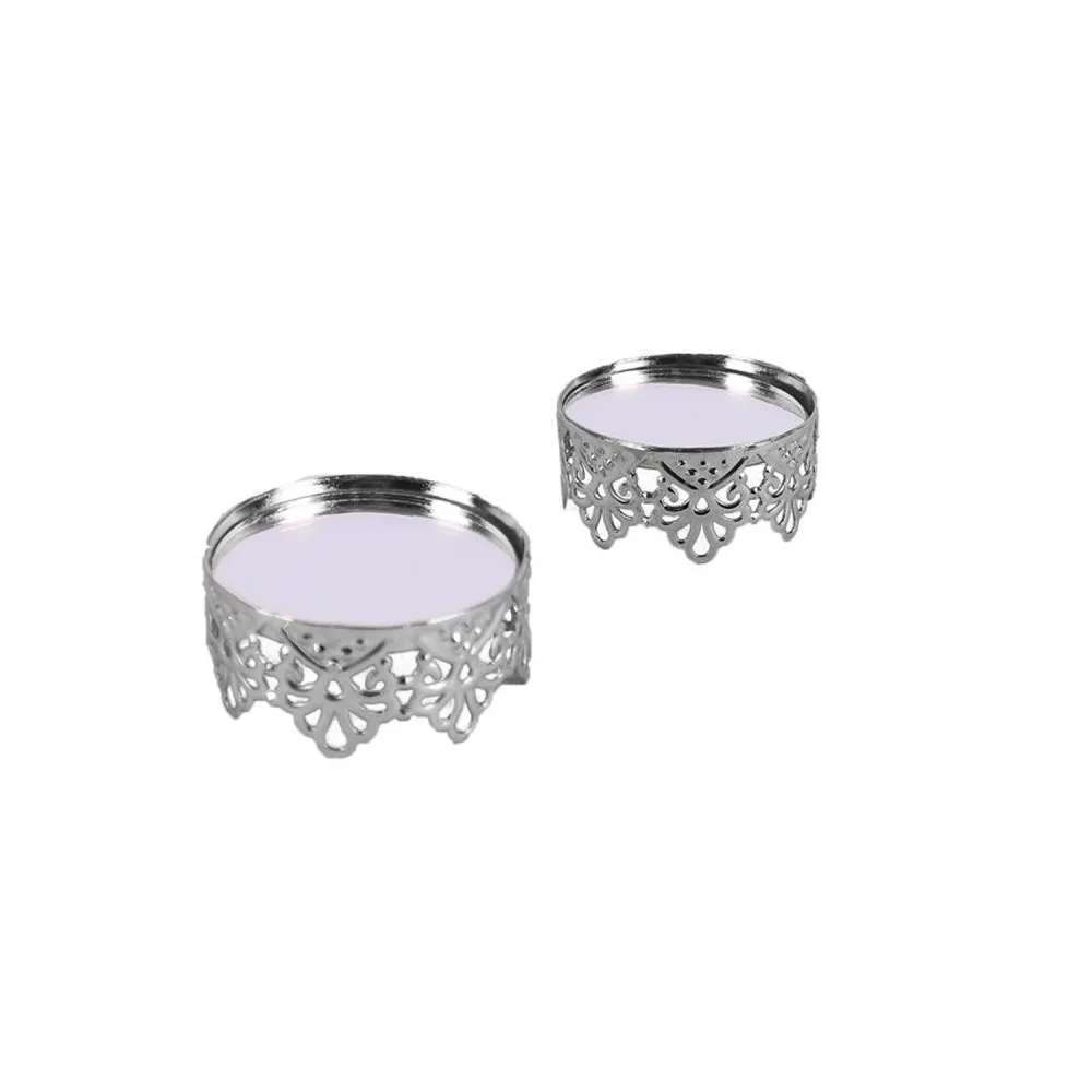 Metal Çerçeveli Cam Aynalı Yüzük Yükseltici 5 CM - 2 Adet Gümüş