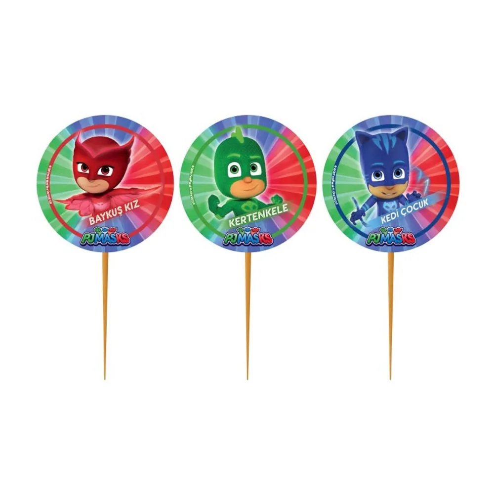 Pj Masks Temalı Kürdanlı Sticker - 10 Adet