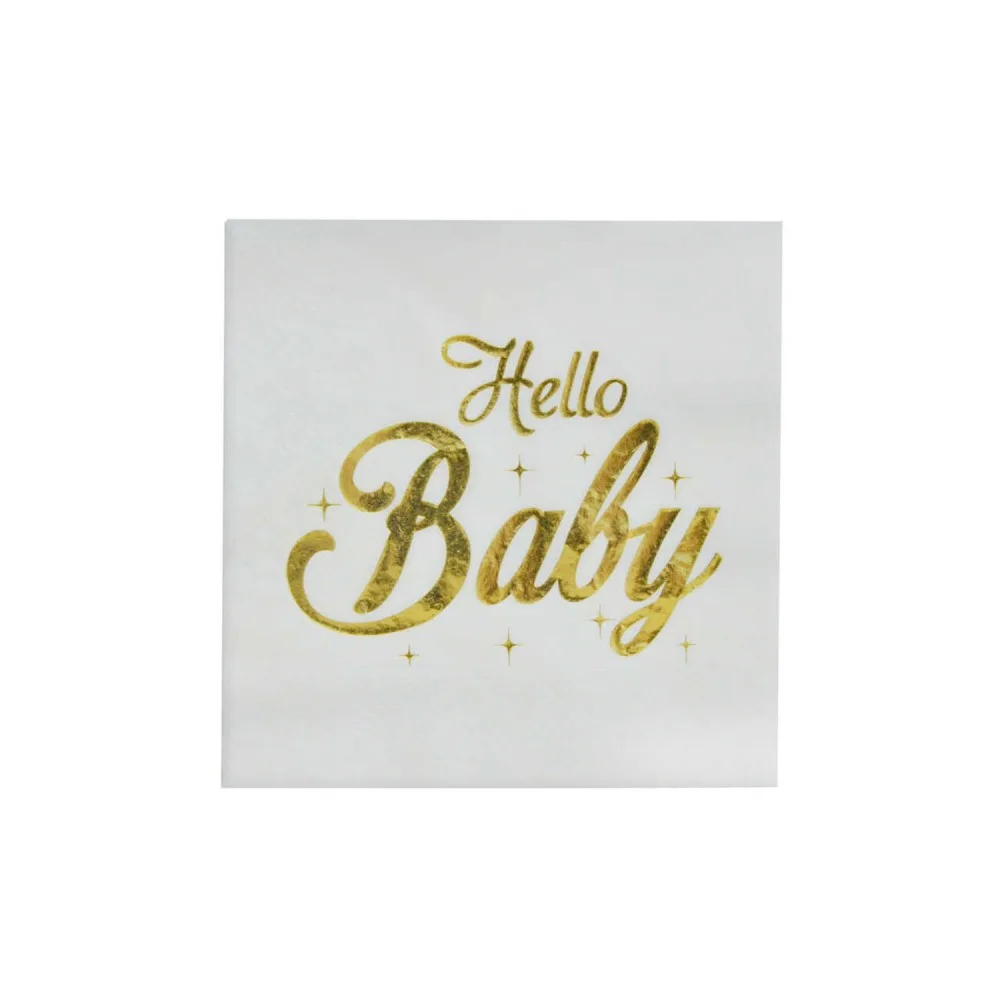 Hello Baby Temalı Kağıt Peçete 33X33 CM - 16 Adet Gold