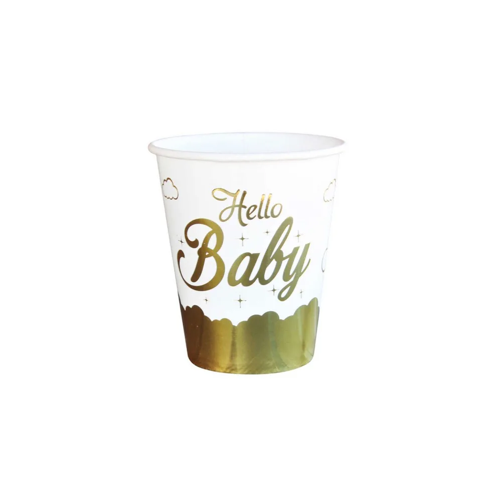 Hello Baby Temalı Karton Bardak Metalize - 6 Adet Gold