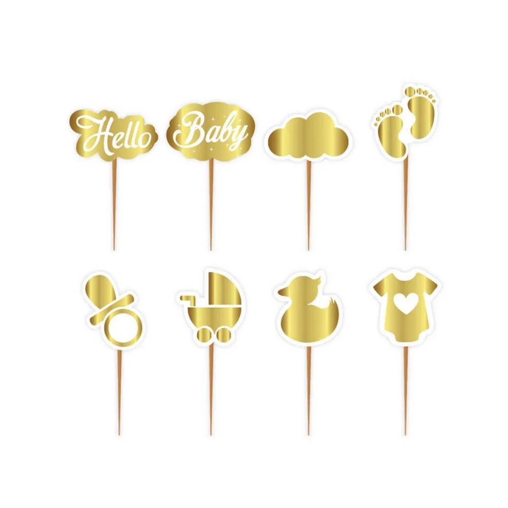 Hello Baby Temalı Kürdanlı Sticker - 8 Adet Gold