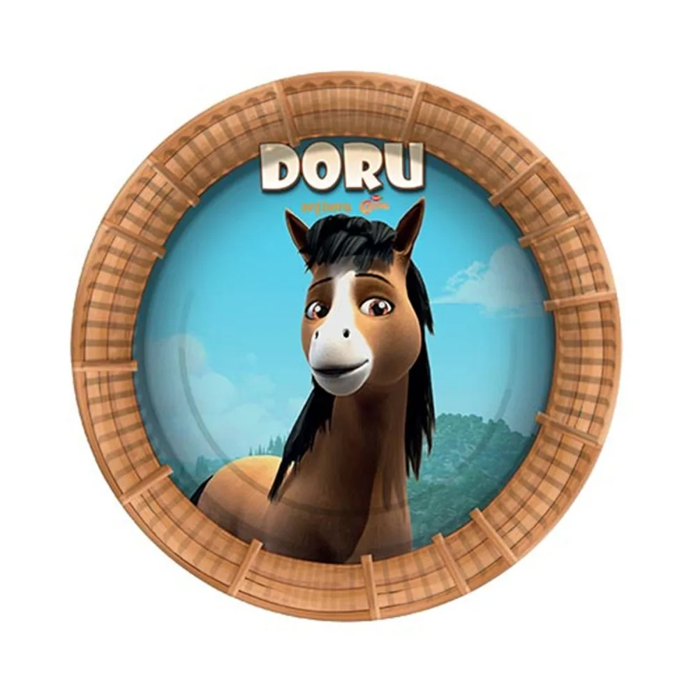 Doru Temalı Karton Tabak 23 CM - 8 Adet