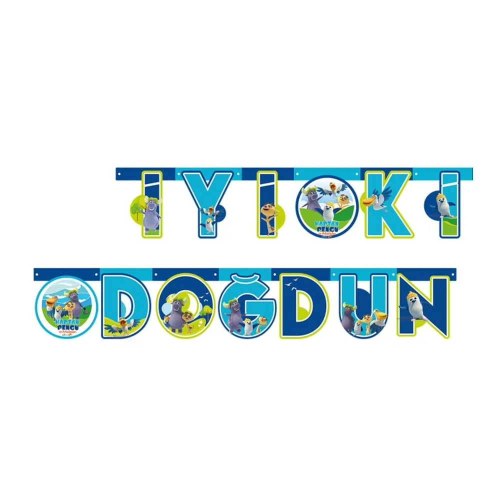 Kaptan Pengu Flama Bayrak Seti İyiki Doğdun Yazılı 220 CM
