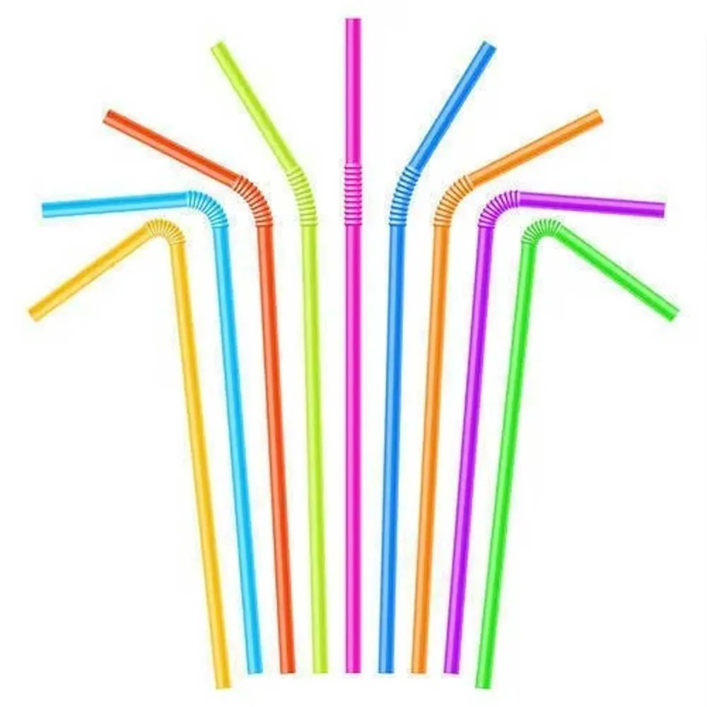 Plastik Pipet 8 MM Karışık Renkli 26 CM - 50 Adet