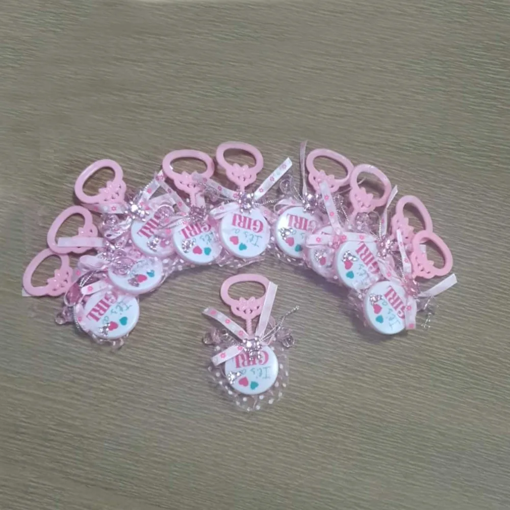 Çıngırak Süslü Plastik - 10 Adet Pembe