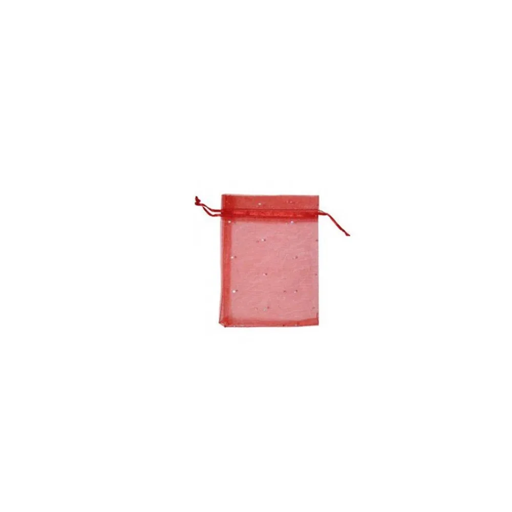 Kına Çerez Kesesi Organze Taşlı 11X14 CM - 50 Adet Kırmızı