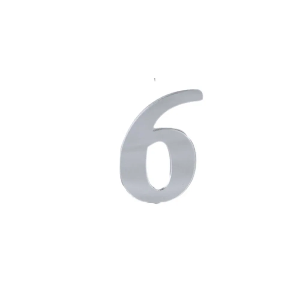 Rakam Aynalı Pleksi 4 Cm - Gümüş Flexi Rakam Sayı 6 Rakamı