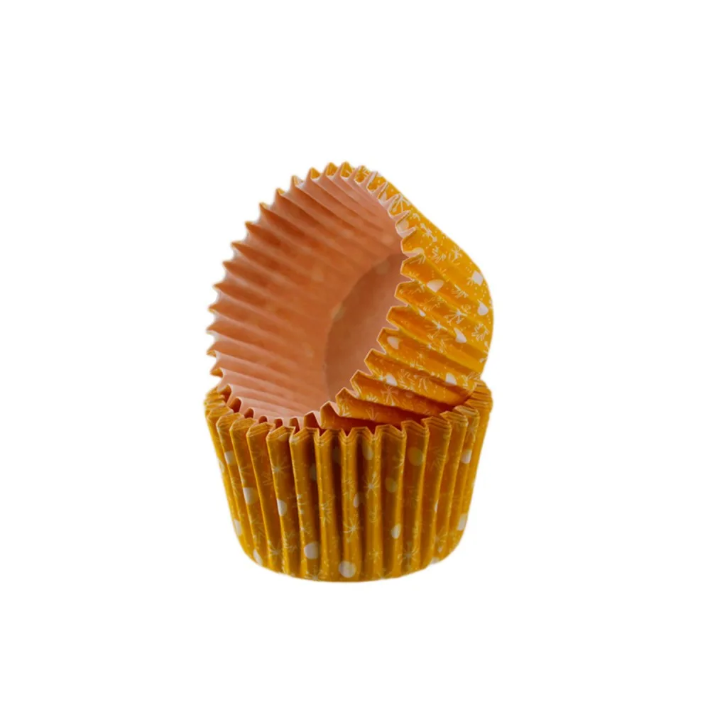 Kek Kalıbı Pet Kapsül 52X45 Mm Kağıt Cupcake Kağıdı - 100 Adet Kar Desenli Sarı