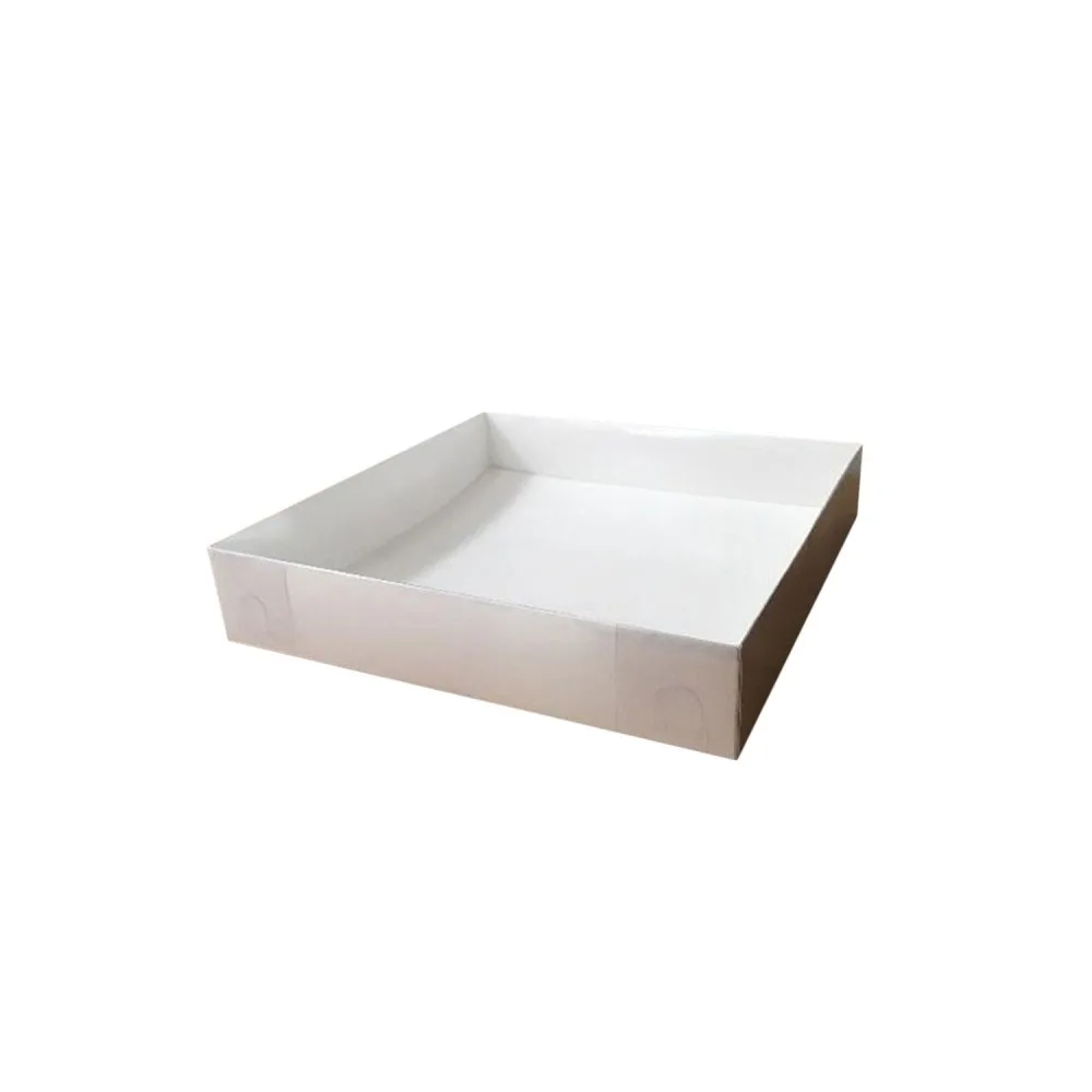 Asetat Kapaklı Karton Kutu Havlu Kutusu 25X25X5 CM - 10 Adet Beyaz