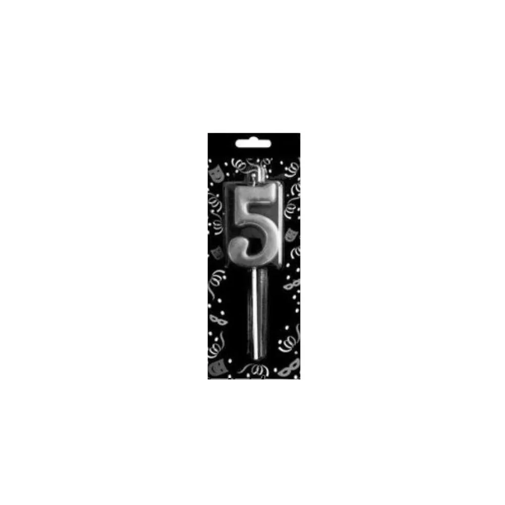 Pasta Mumu Rakamlı Gümüş Rengi Büyük Boy 14.5 CM 5 Yaş