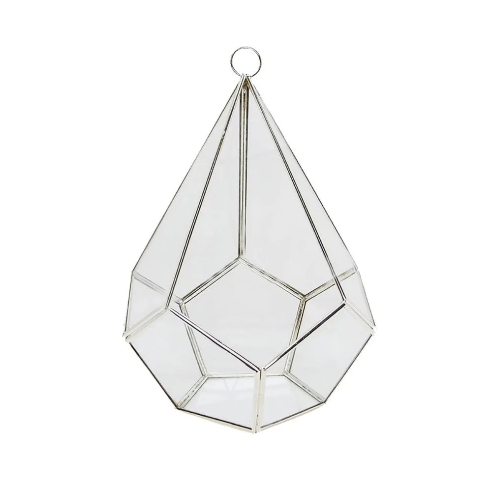 Cam Takı Mücevher Ve Yüzük Kutusu Beşgen Tabanlı Piramit 15x25 CM Gümüş