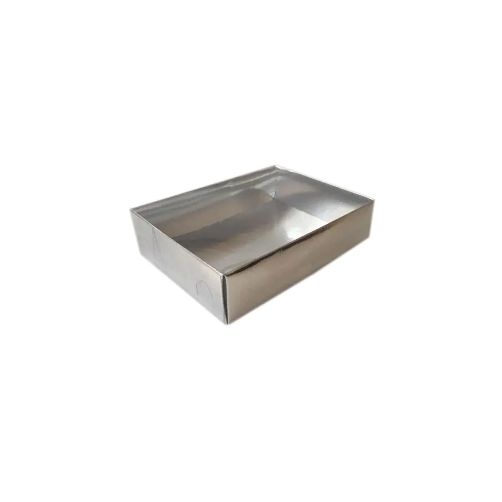 Asetat Kapaklı Karton Kutu 9x12x3 CM - 25 Adet Gümüş