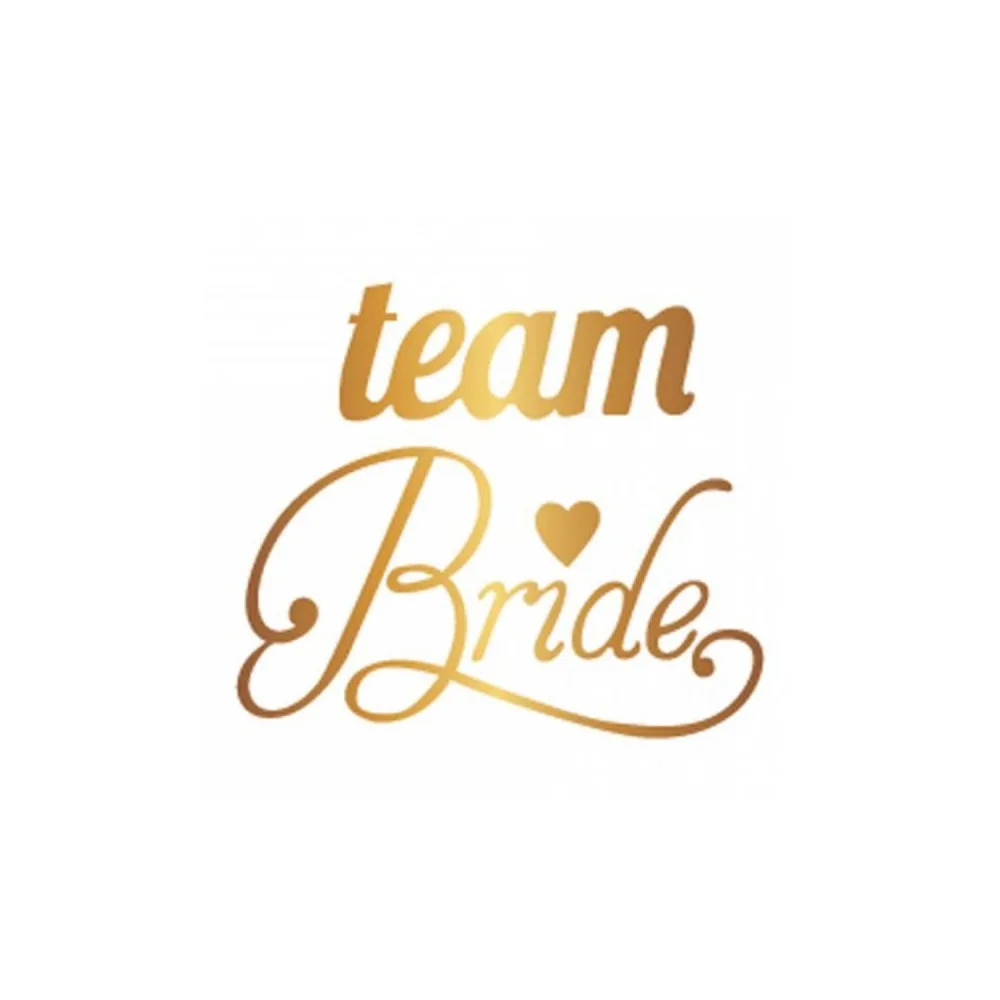 Team Bride Varaklı Geçici Dövme Kalp Baskılı - 10 Adet Gold
