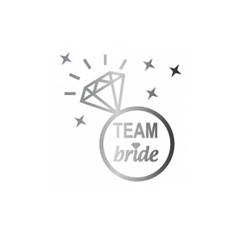 Team Bride Varaklı Geçici Dövme Yüzük Baskılı - 10 Adet Gümüş