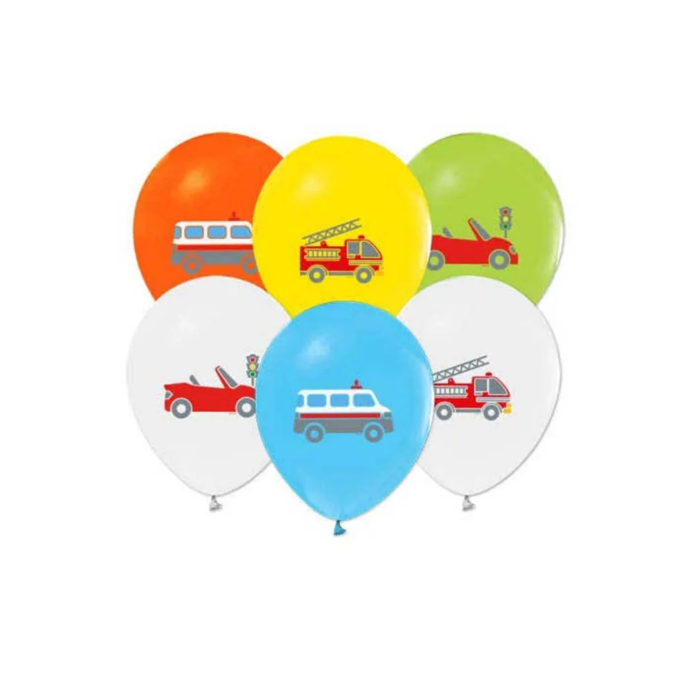 Trafik Temalı Trafik Figürleri Basklı Pastel Balon Karışık Renk - 20 Adet