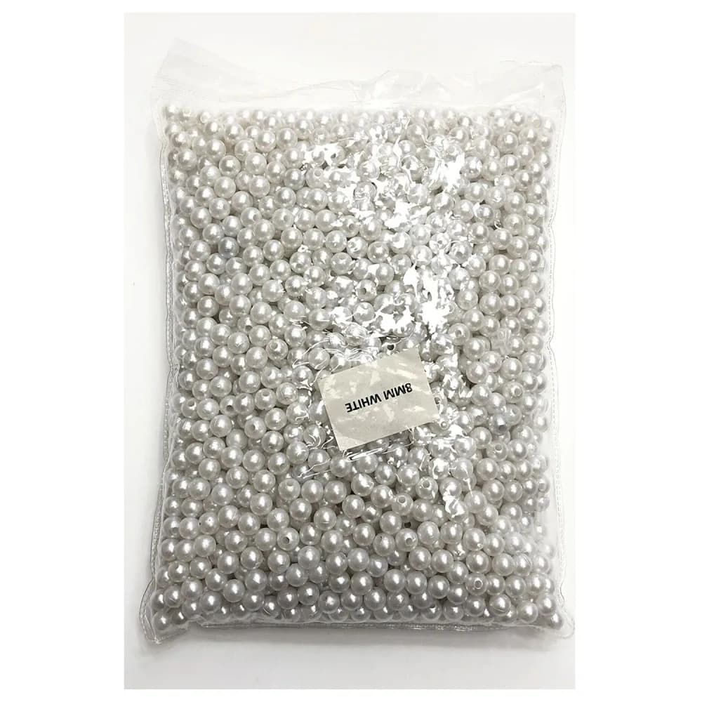 İnci Yuvarlak Delikli Plastik - 500 Grm Beyaz
