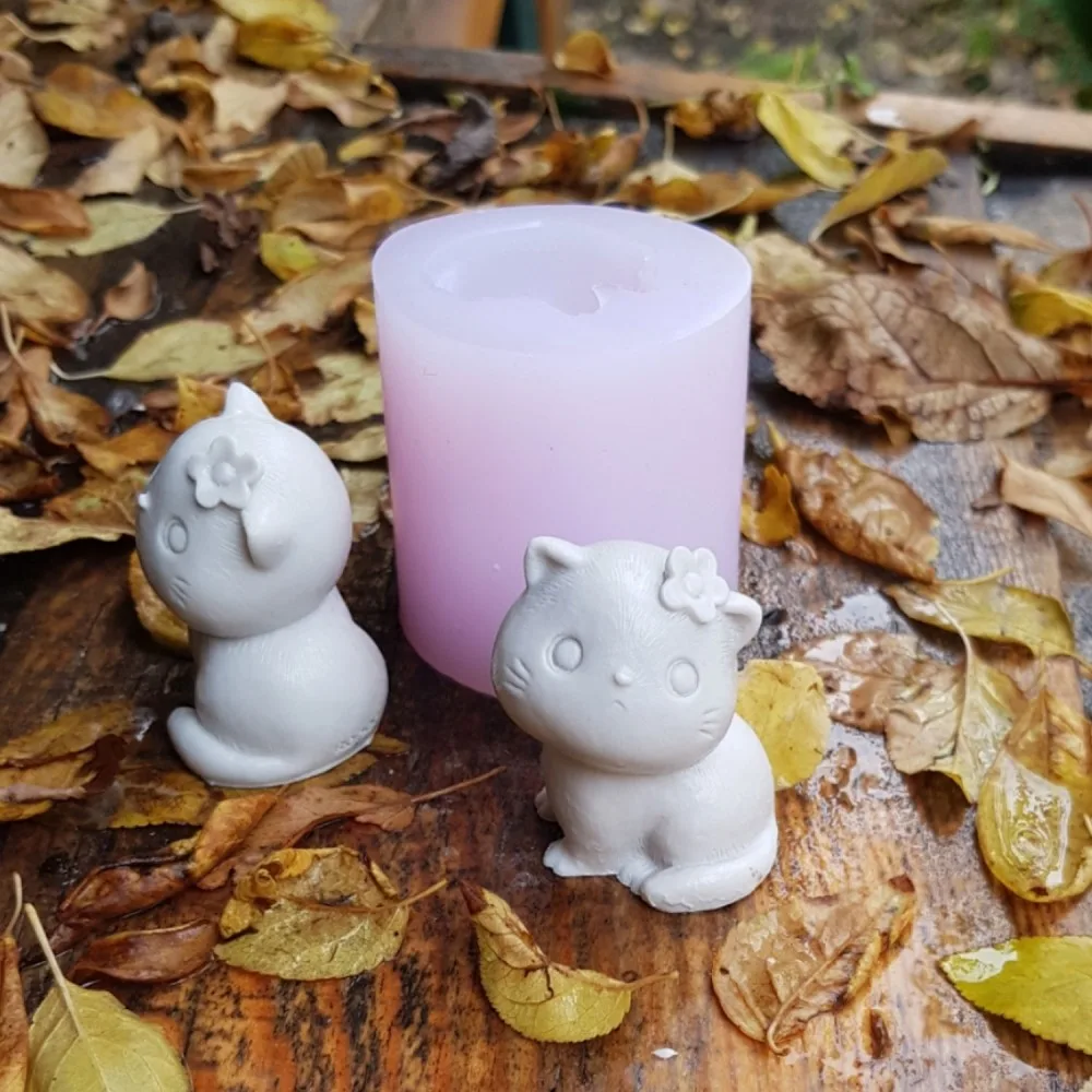 Silikon Kalıp Minik Sevimli Kedi Mum Kalıbı B4211