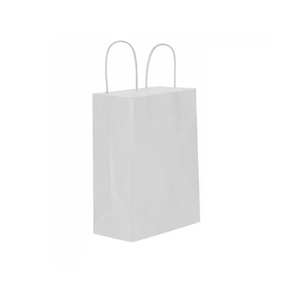 Kraft Hediye Çantası Düz Renk Büyük Boy 25X31 CM - 25 Adet Beyaz