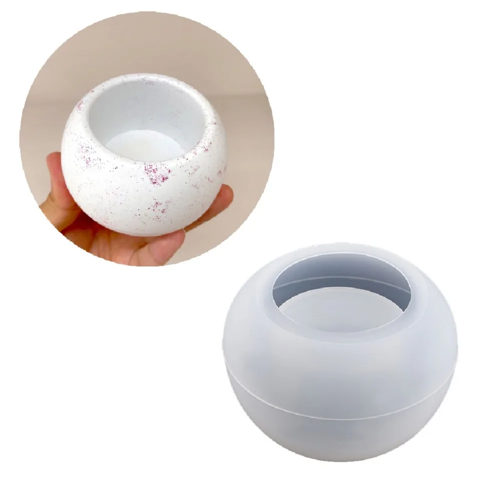 Epoksi Yuvarlak Beton Saksı ve Mumluk Silikon Kalıbı 5.3cmx7.7CM